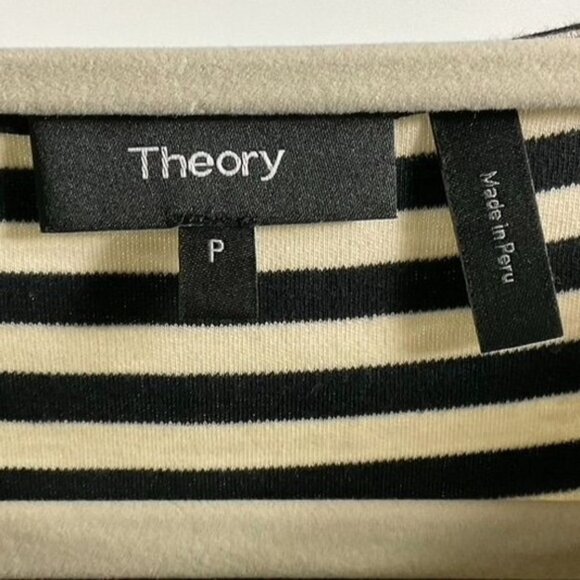 Theory Front Twist Mini Dress In Cream/Black Striped, size P which is a 0/00 - Picture 6 of 8